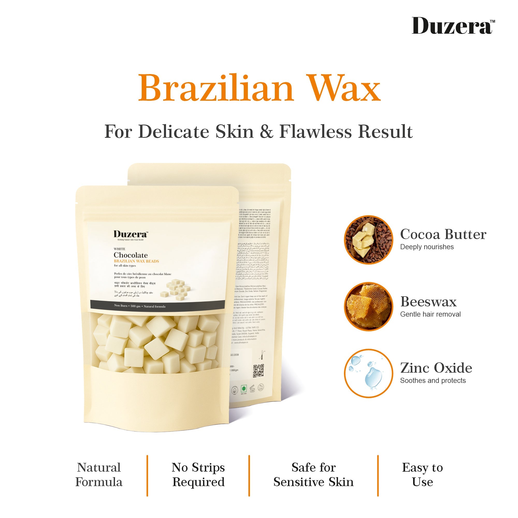 White Chocolate Brazilian Wax For Sensitive Skin - 500gm