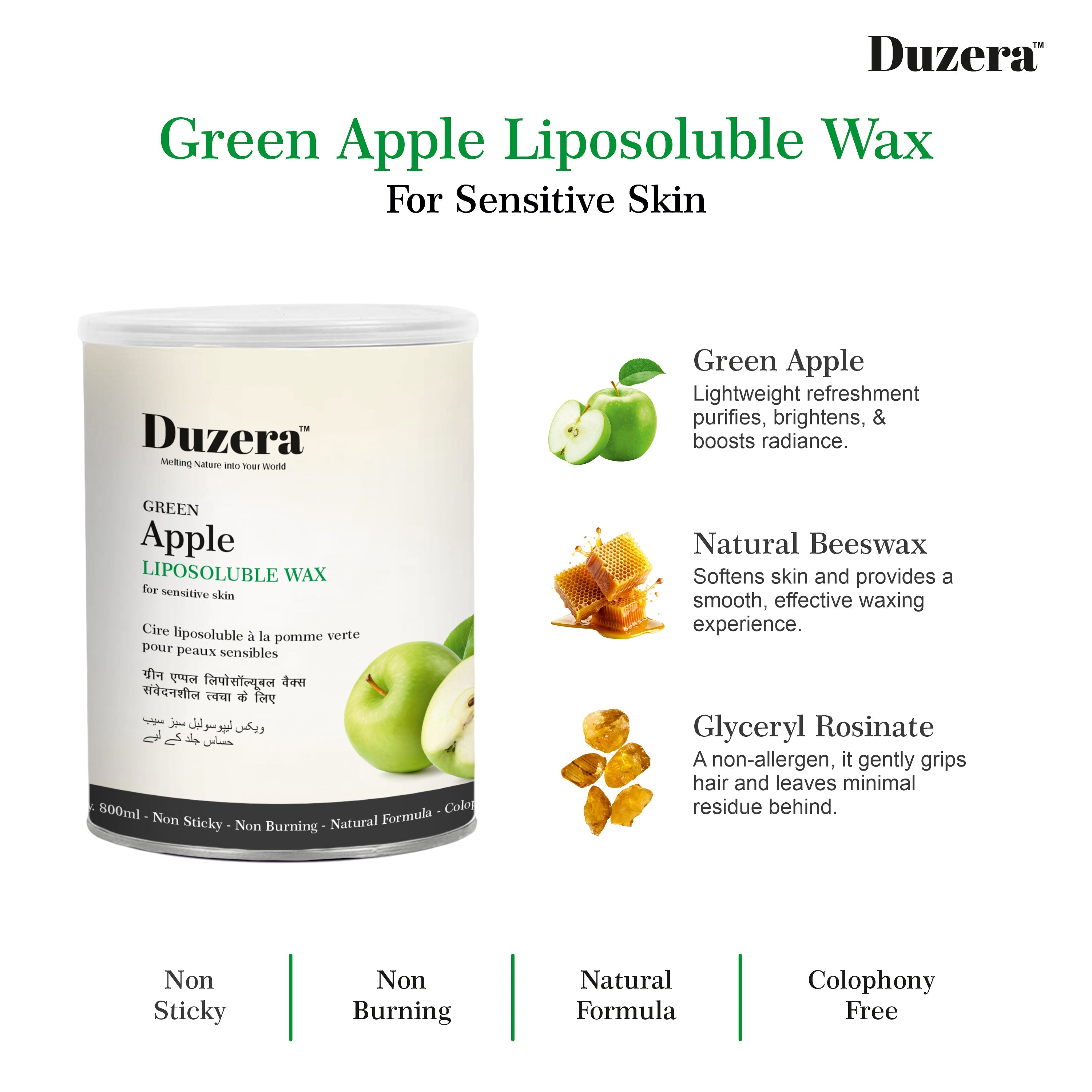 Green Apple Liposoluble Wax For Smooth Skin - 800ml