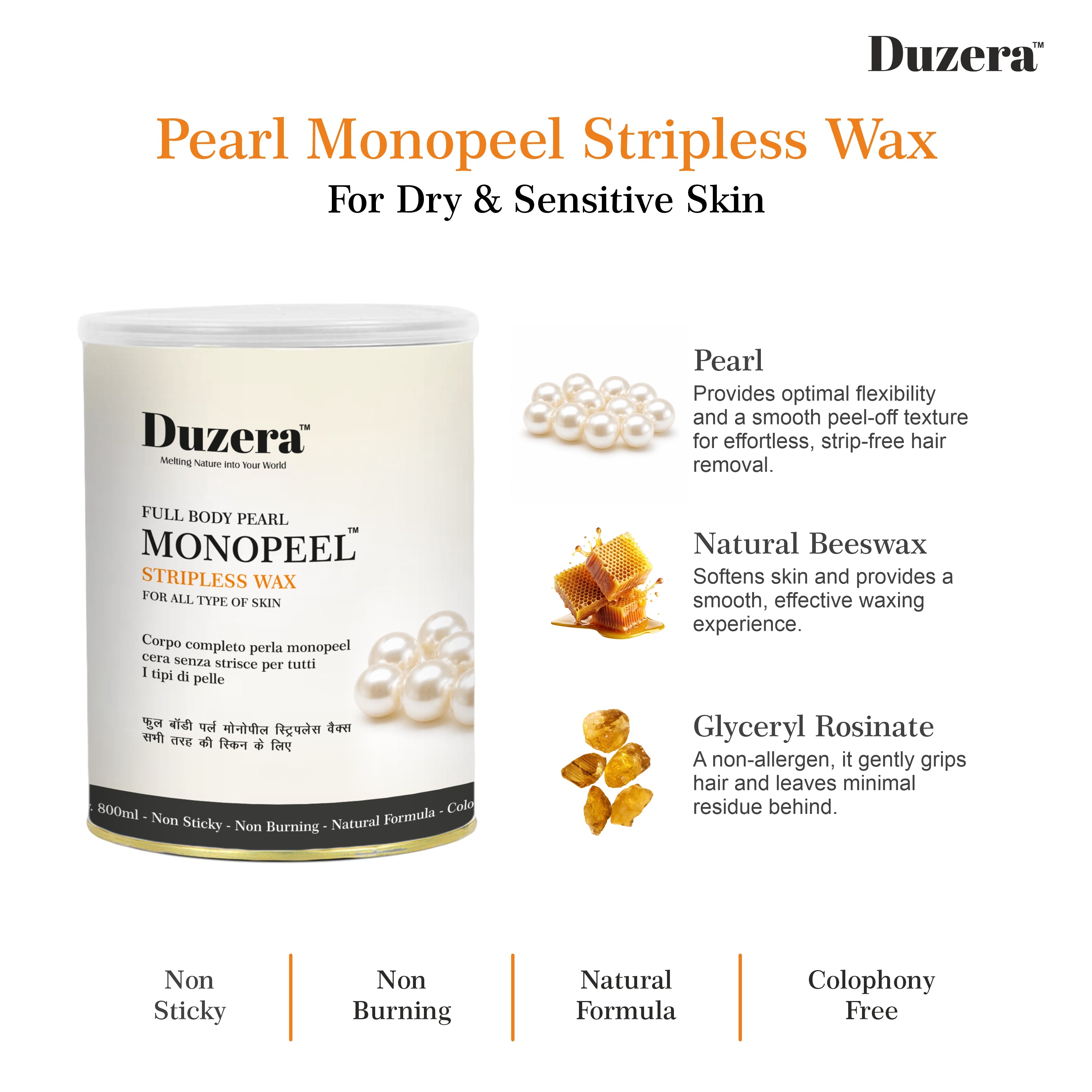 Monopeel Pearl Full Body Wax For All Skin - 800ml