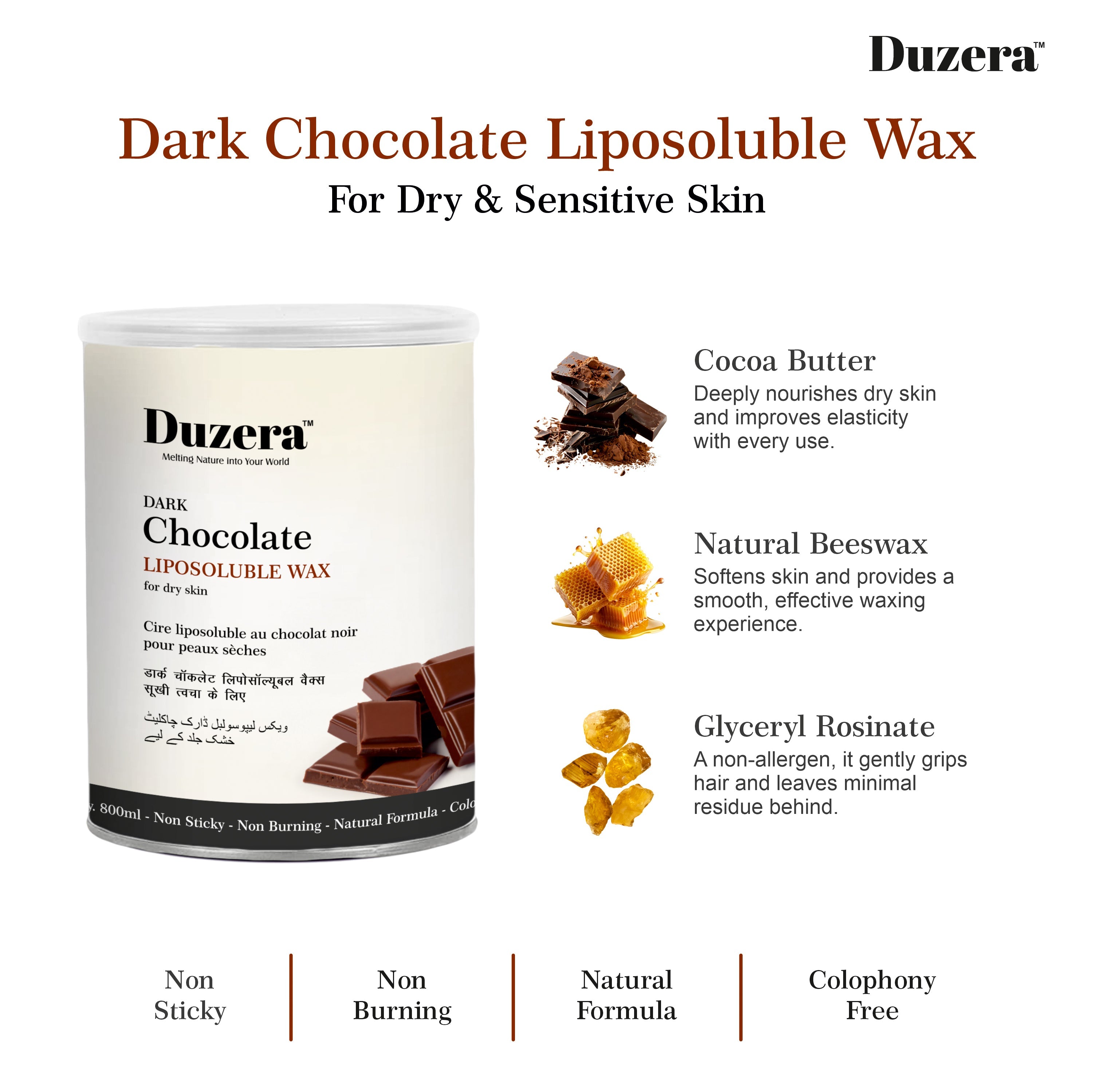 Dark Chocolate Liposoluble Wax for Soft Skin - 800ml