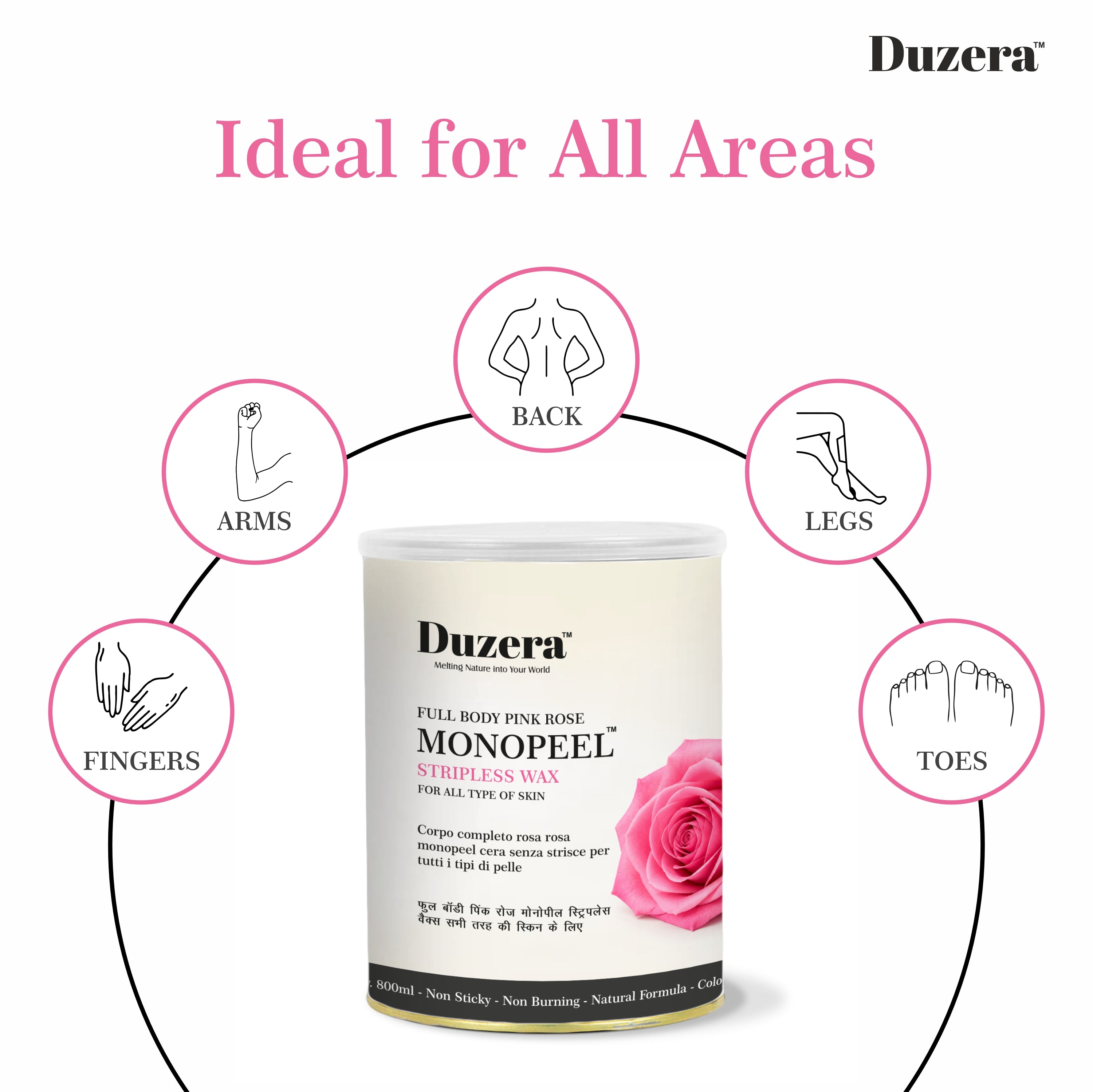 Monopeel Pink Rose Full Body Wax For All Skin - 800ml